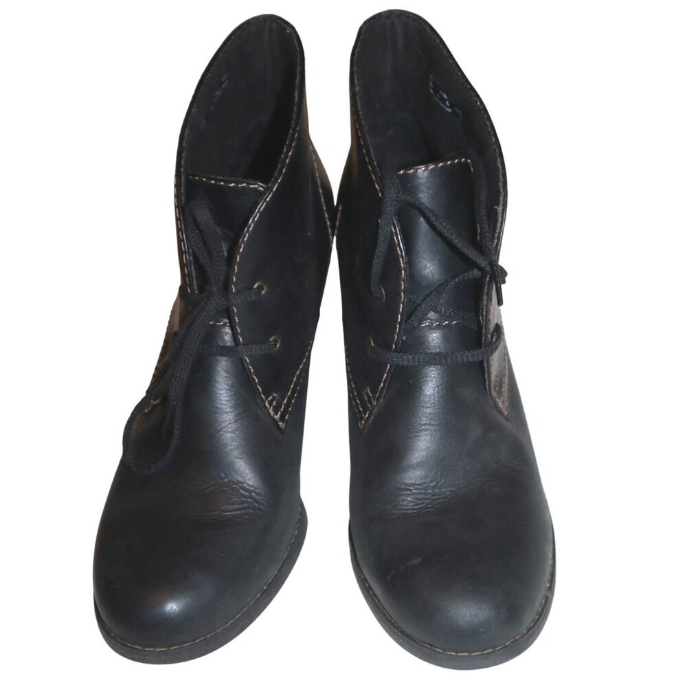 Clarks Bendables Black Leather Ankle Boots 9.5M Minimalist Grunge Cottagecore